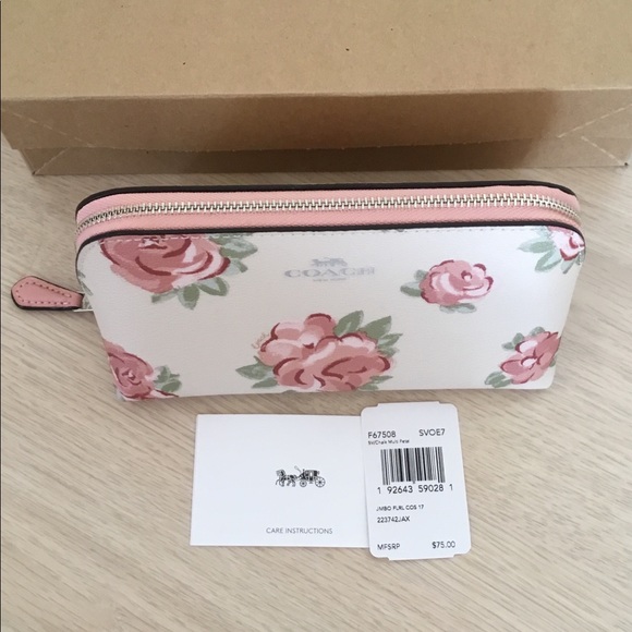 🌸Coach Cosmetic Case 17 In Chalk Multi Petal NWT. - Picture 4 of 6